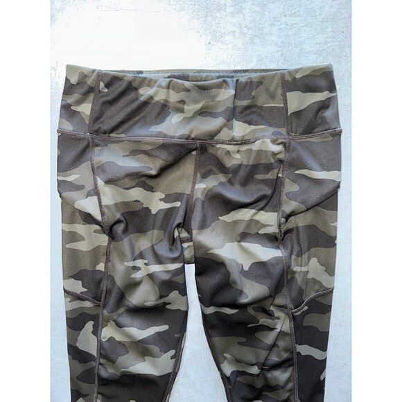 W1 ATHLETA WOMEN'S 405480 Green CAMO CONTENDER 7/8 TIGHT PANT Medium Pockets - Picture 5 of 6